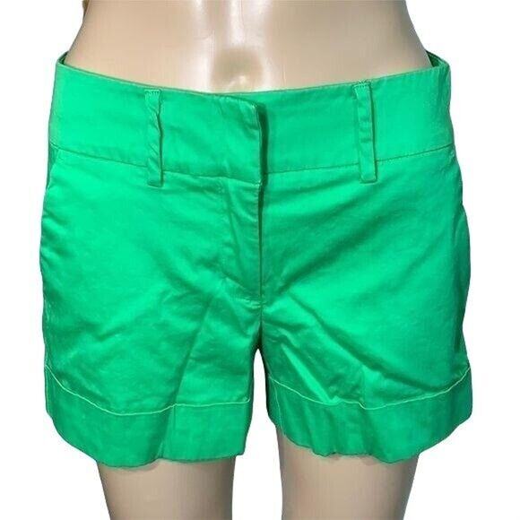 New York and Co Womens Dress Shorts Cuffed Bright Green Summer Lightweight Sz 0 - Picture 3 of 9